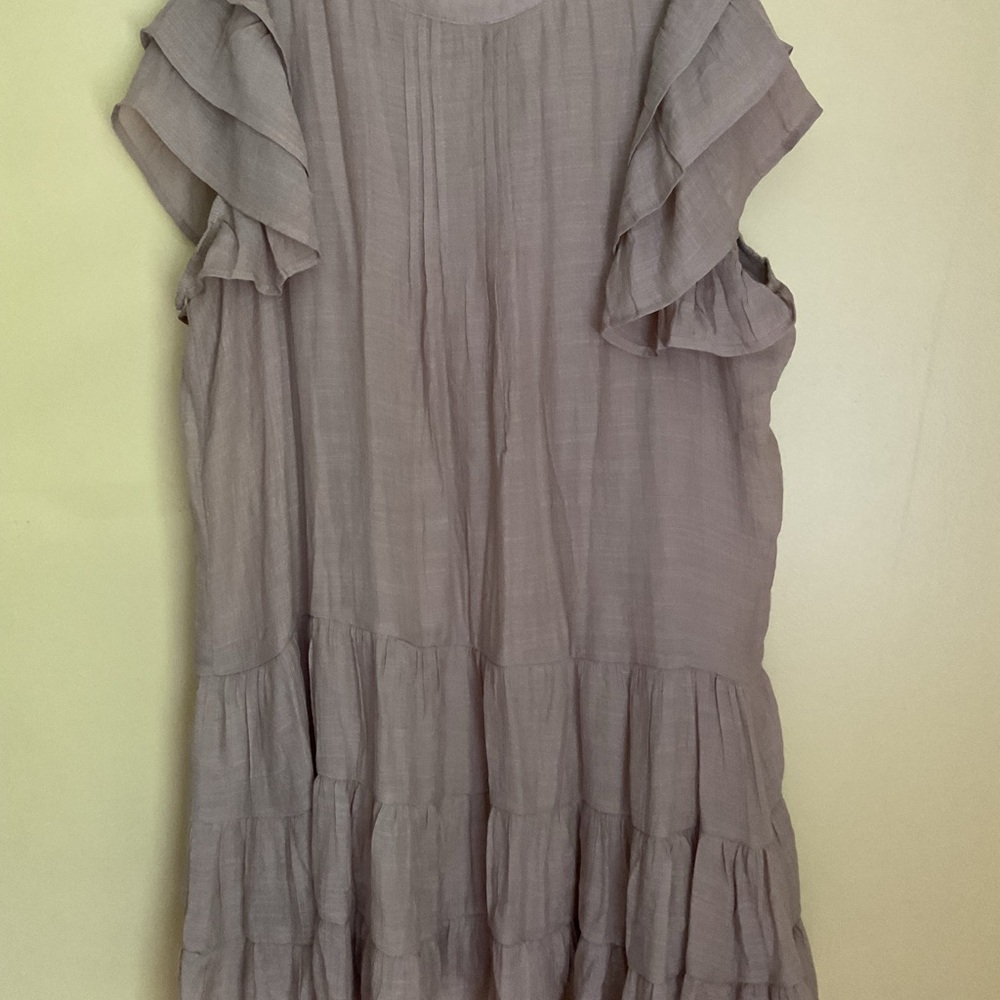 “EASEL”  Pink Flutter Sleeve Ruffled DRESS - Picture 2 of 5